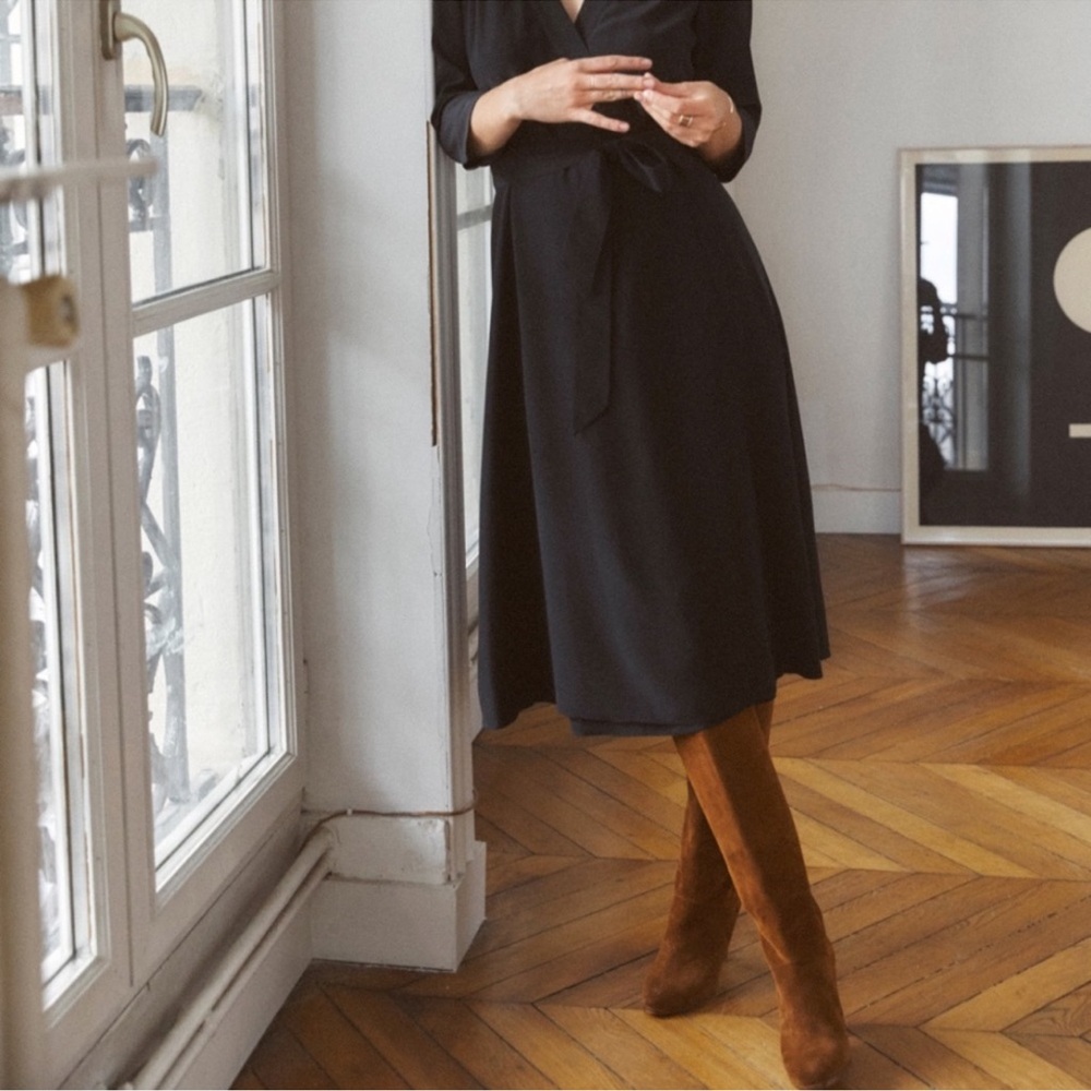 Sezane Abby Knee High Boots Camel Brown Suede Size 39 US 8 - Picture 4 of 16